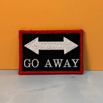 Go Away Funny Morale Patch, 2x3" | Made in USA | VELCRO® Brand Hook Backing