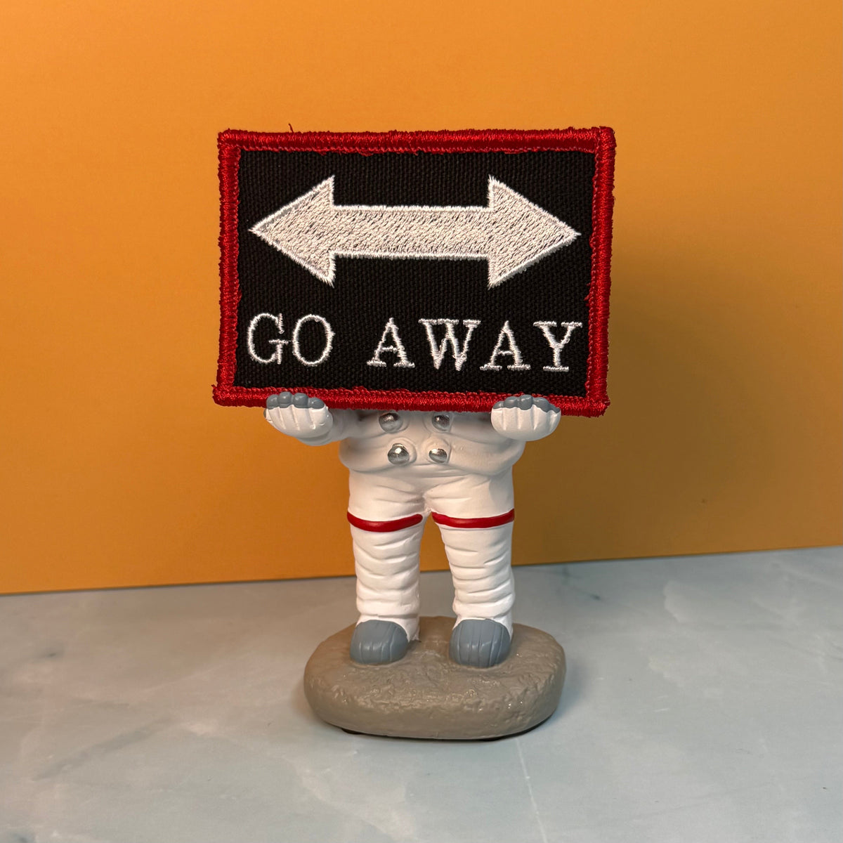 Go Away Funny Morale Patch, 2x3" | Made in USA | VELCRO® Brand Hook Backing