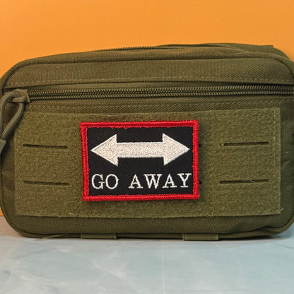 Go Away Funny Morale Patch, 2x3" | Made in USA | VELCRO® Brand Hook Backing