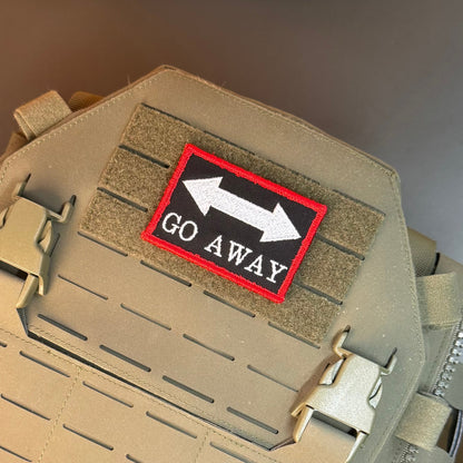 Go Away Funny Morale Patch, 2x3" | Made in USA | VELCRO® Brand Hook Backing