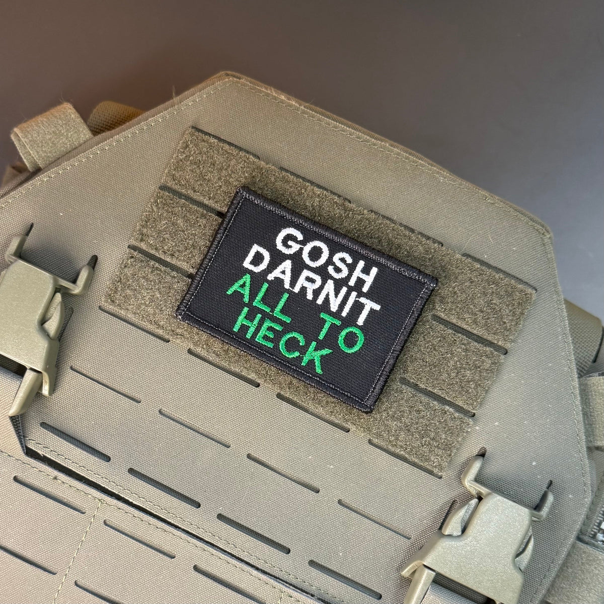 Gosh Darnit All To Heck, Polite Swearing Funny Morale Patch, 2x3" | Made in USA | VELCRO® Brand Hook Backing