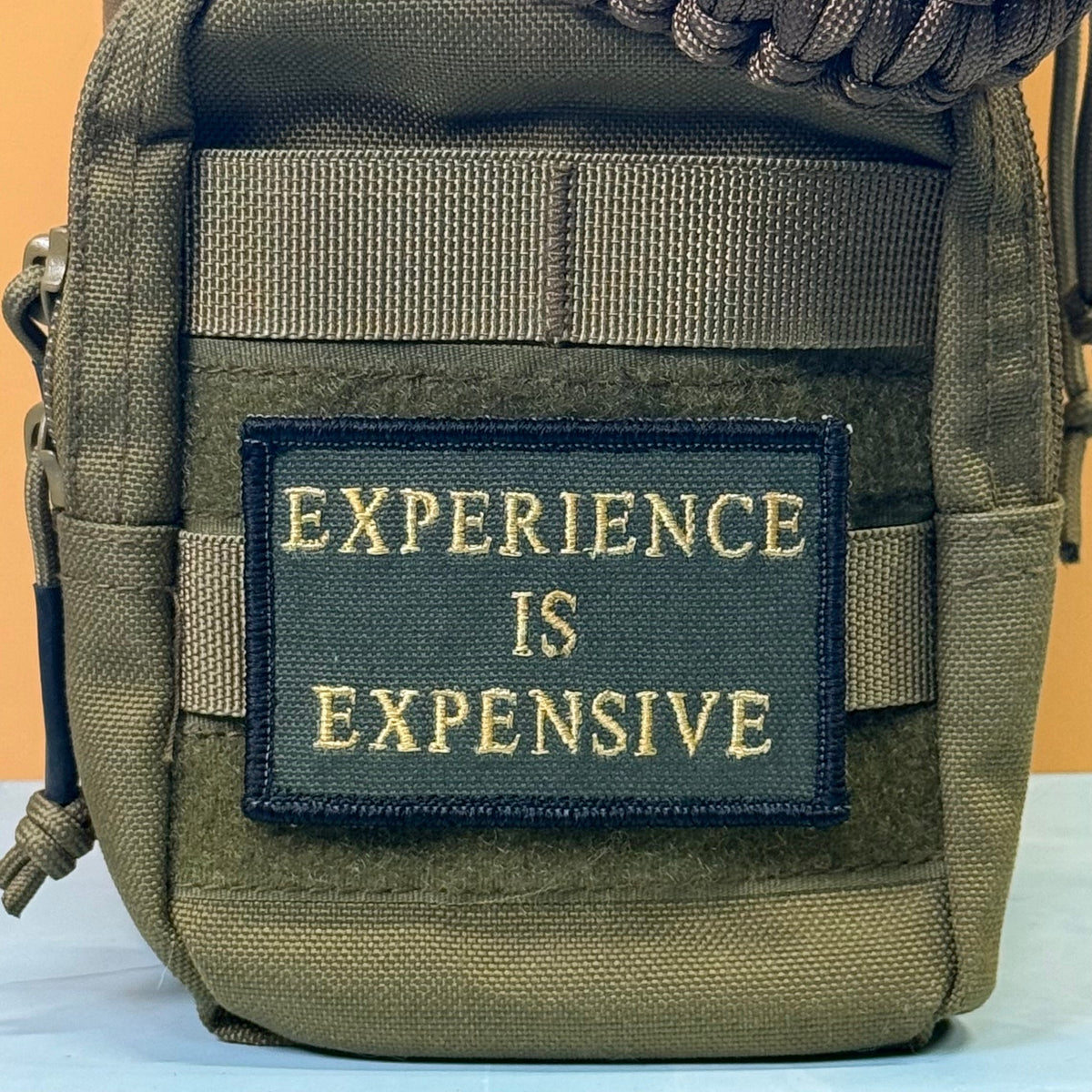 Experience Is Expensive Funny Tactical Embroidered Morale Patch, 2x3" | VELCRO® Brand Hook Backing