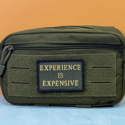 Experience Is Expensive Funny Tactical Embroidered Morale Patch, 2x3" | VELCRO® Brand Hook Backing
