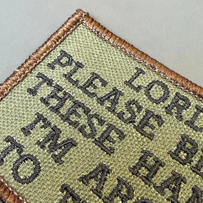Lord, Bless These Hands I'm About To Throw Funny Tactical Embroidered Morale Patch, 2x3" | VELCRO® Brand Hook Backing