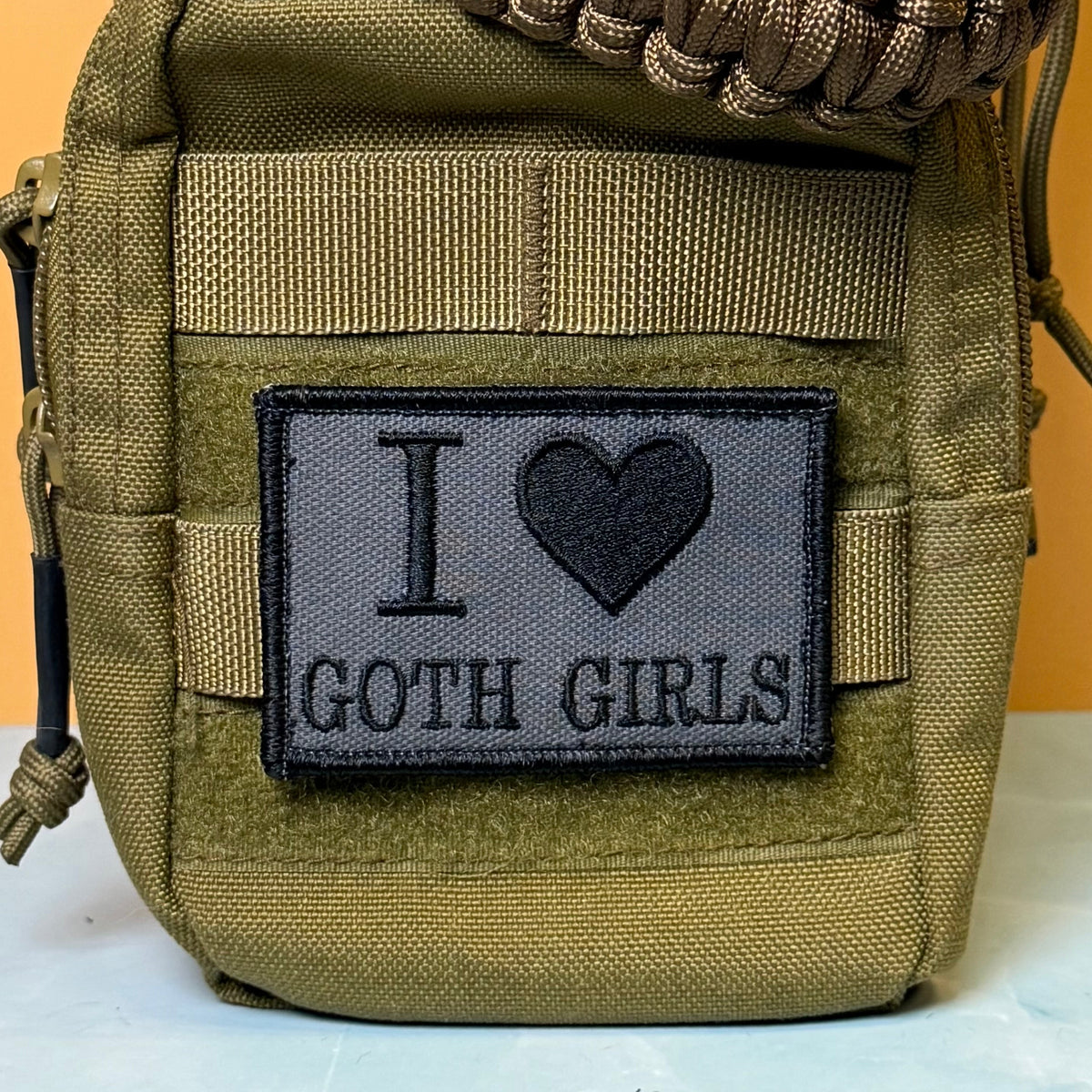 I Love Goth Girls Funny Embroidered Morale Patch, 2x3" | VELCRO® Brand Hook Backing