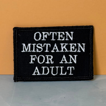 Often Mistaken For An Adult Funny Embroidered Morale Patch, 2x3" | VELCRO® Brand Hook Backing