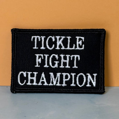 Tickle Fight Champion Funny Embroidered Morale Patch, 2x3" | VELCRO® Brand Hook Backing
