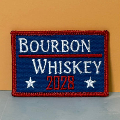 Bourbon & Whiskey for President 2028 Funny Embroidered Morale Patch, 2x3" | VELCRO® Brand Hook Backing