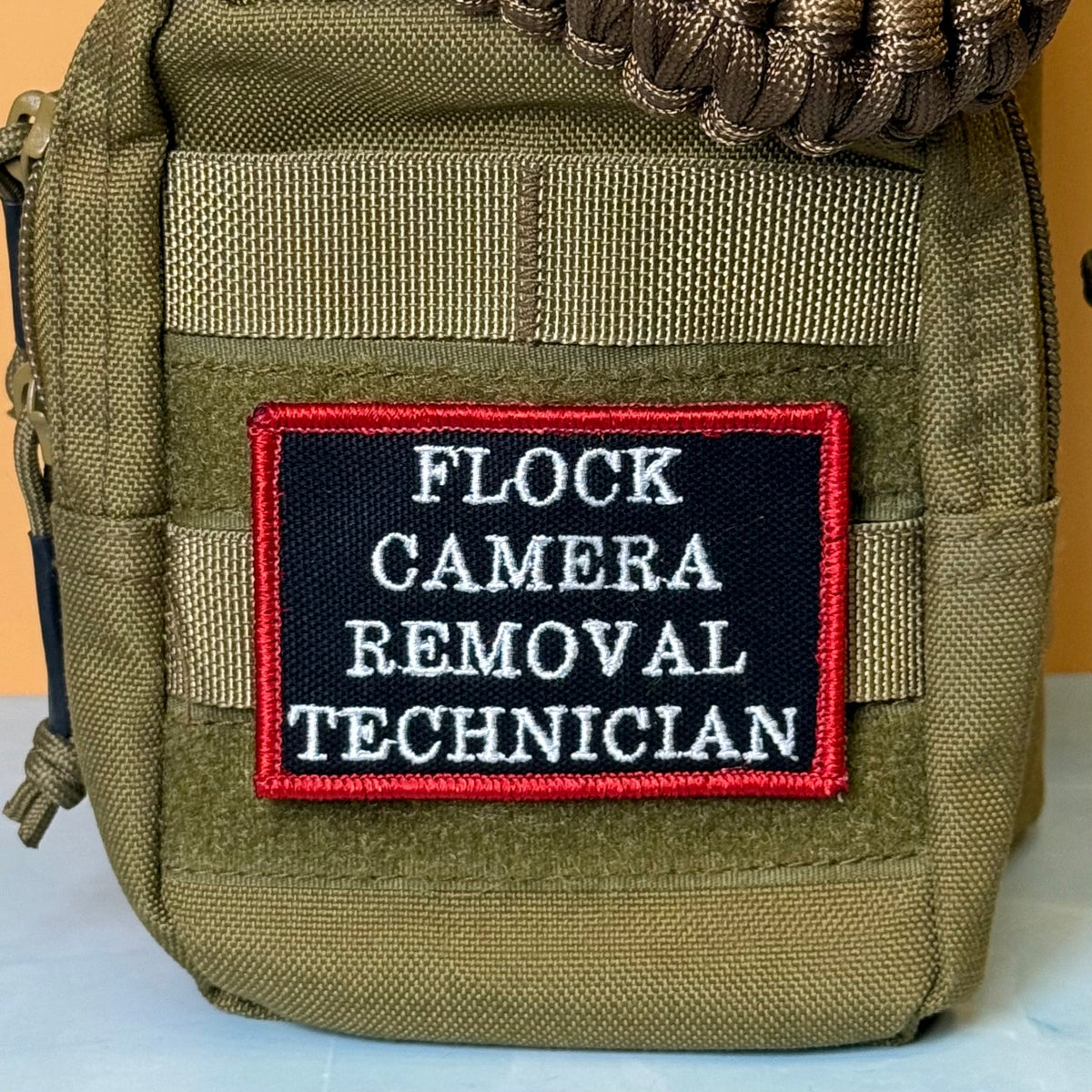 Flock Camera Removal Technician Funny Embroidered Morale Patch, 2x3" | VELCRO® Brand Hook Backing