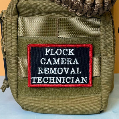 Flock Camera Removal Technician Funny Embroidered Morale Patch, 2x3" | VELCRO® Brand Hook Backing