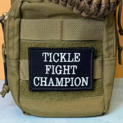 Tickle Fight Champion Funny Embroidered Morale Patch, 2x3" | VELCRO® Brand Hook Backing