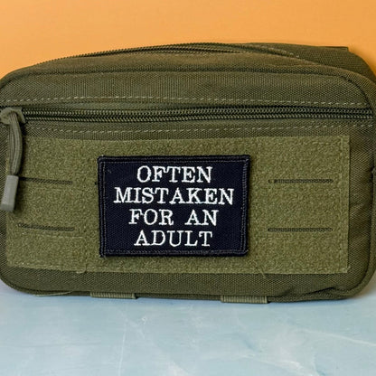 Often Mistaken For An Adult Funny Embroidered Morale Patch, 2x3" | VELCRO® Brand Hook Backing