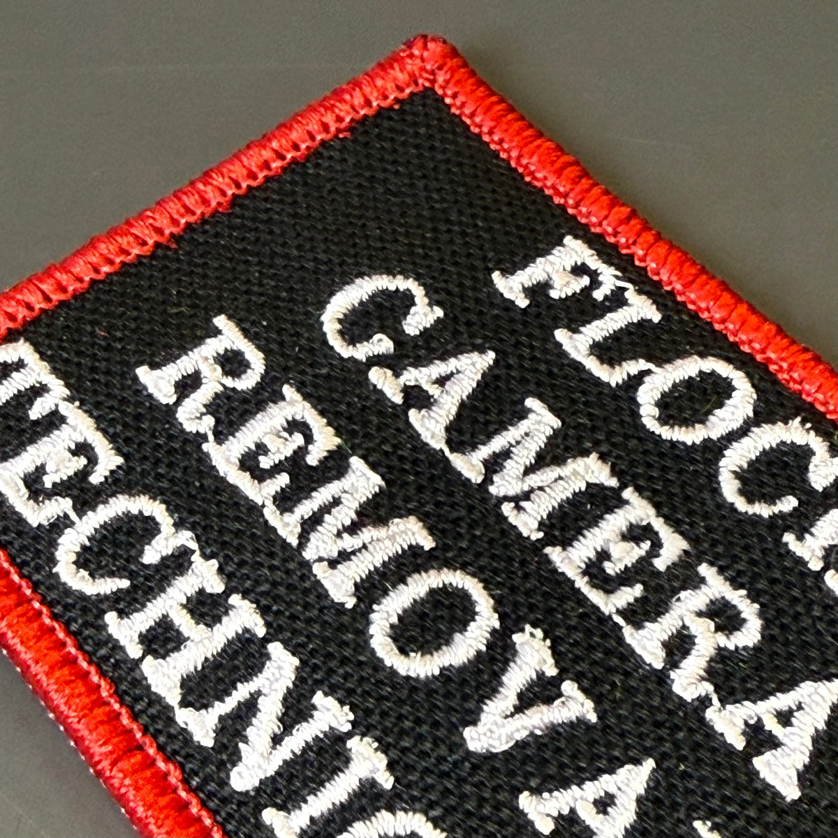 Flock Camera Removal Technician Funny Embroidered Morale Patch, 2x3" | VELCRO® Brand Hook Backing