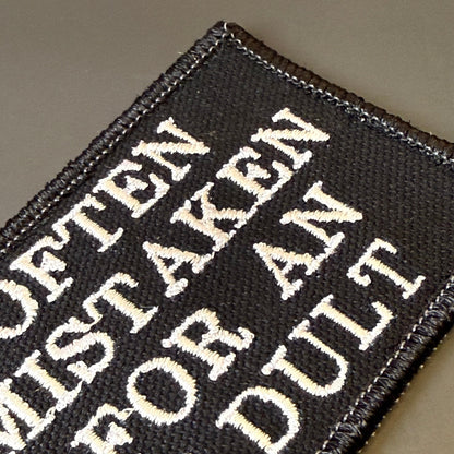Often Mistaken For An Adult Funny Embroidered Morale Patch, 2x3" | VELCRO® Brand Hook Backing