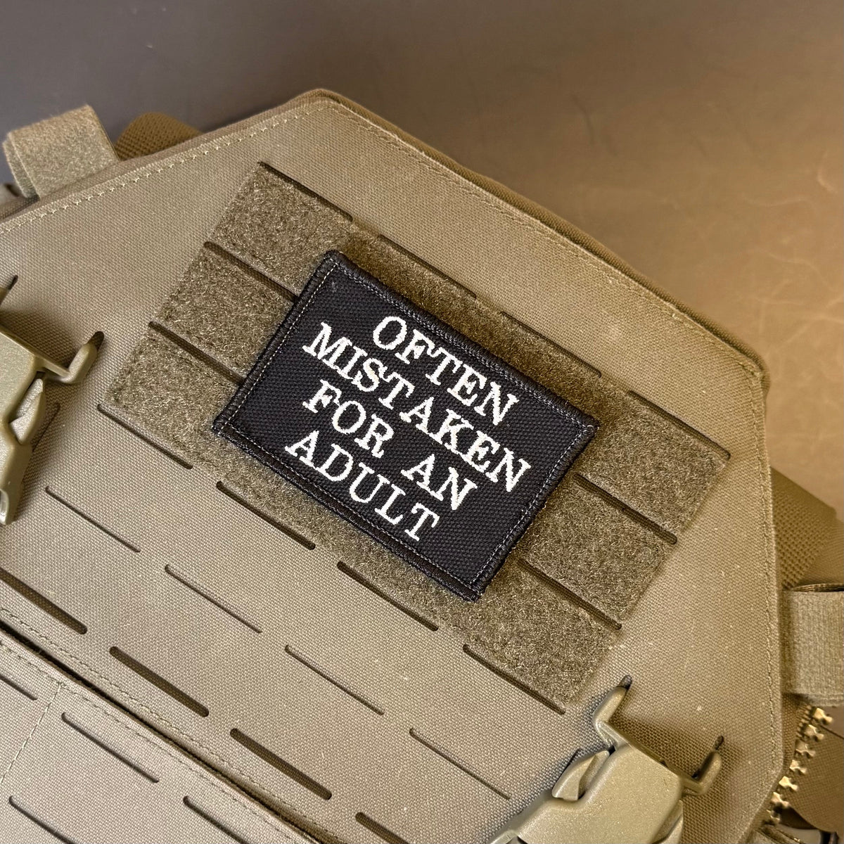 Often Mistaken For An Adult Funny Embroidered Morale Patch, 2x3" | VELCRO® Brand Hook Backing