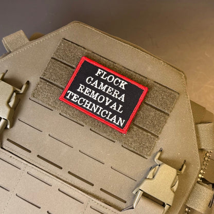 Flock Camera Removal Technician Funny Embroidered Morale Patch, 2x3" | VELCRO® Brand Hook Backing