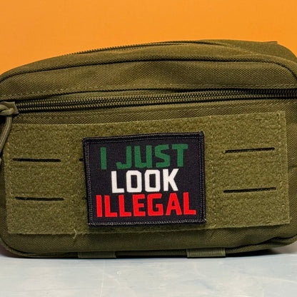 I Just Look Illegal Funny Printed Morale Patch, 2x3" | VELCRO® Brand Hook Backing