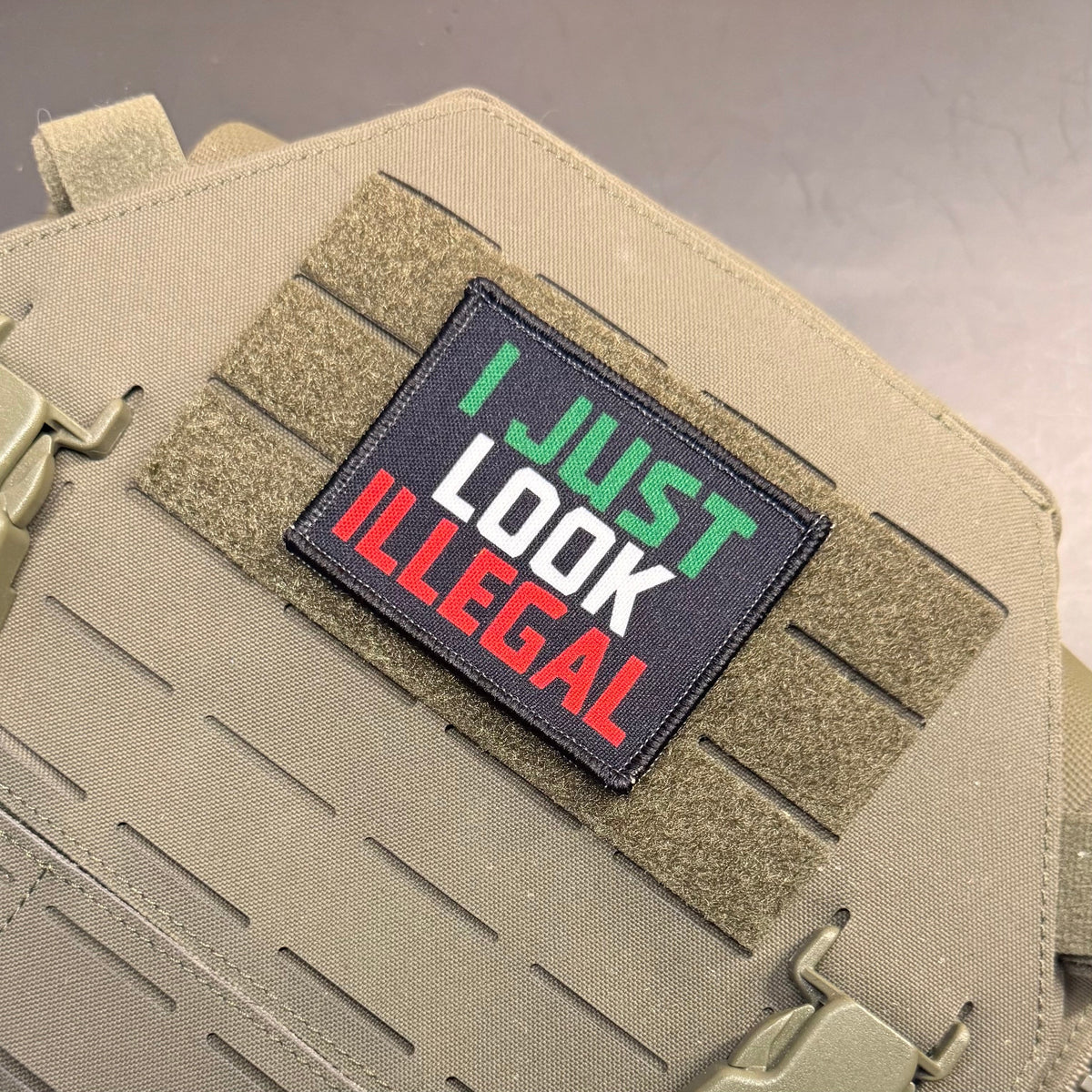 I Just Look Illegal Funny Printed Morale Patch, 2x3" | VELCRO® Brand Hook Backing