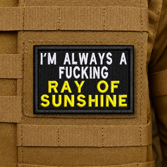 I'm A Ray of Sunshine Funny Embroidered Morale Patch, 2x3" | VELCRO® Brand Hook Backing