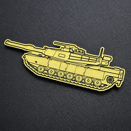 M1 Abrams Main Battle Tank Engraved Tactical Morale Patch, 1.4x4” | Made in USA | VELCRO® Brand Hook Backing