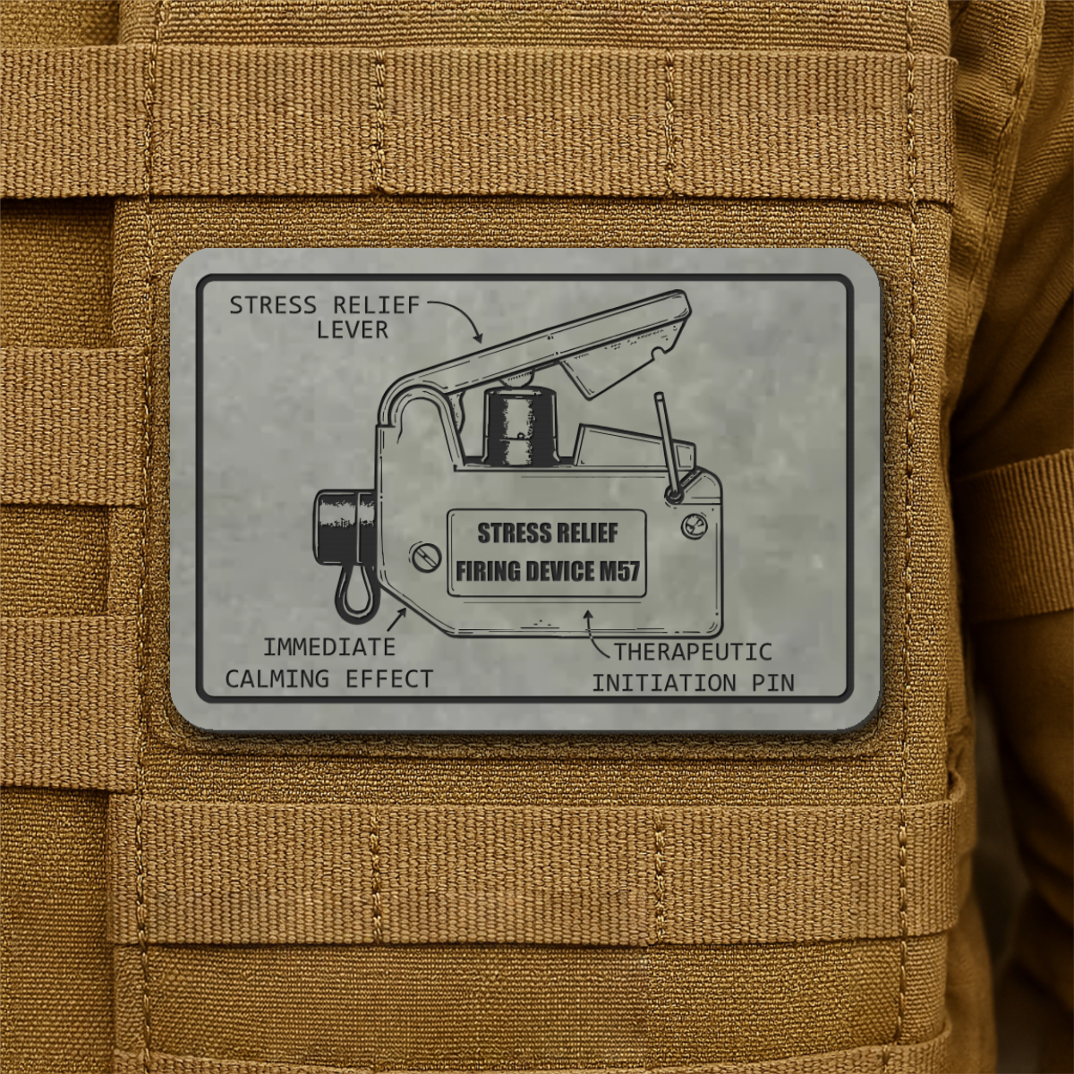 M57 Claymore Mine Clacker Funny Morale Patch, 2x3" | Made in USA | VELCRO® Brand Hook Backing