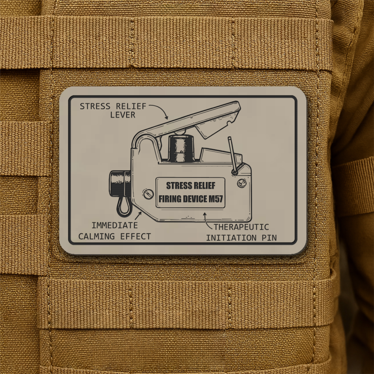 M57 Claymore Mine Clacker Funny Morale Patch, 2x3" | Made in USA | VELCRO® Brand Hook Backing