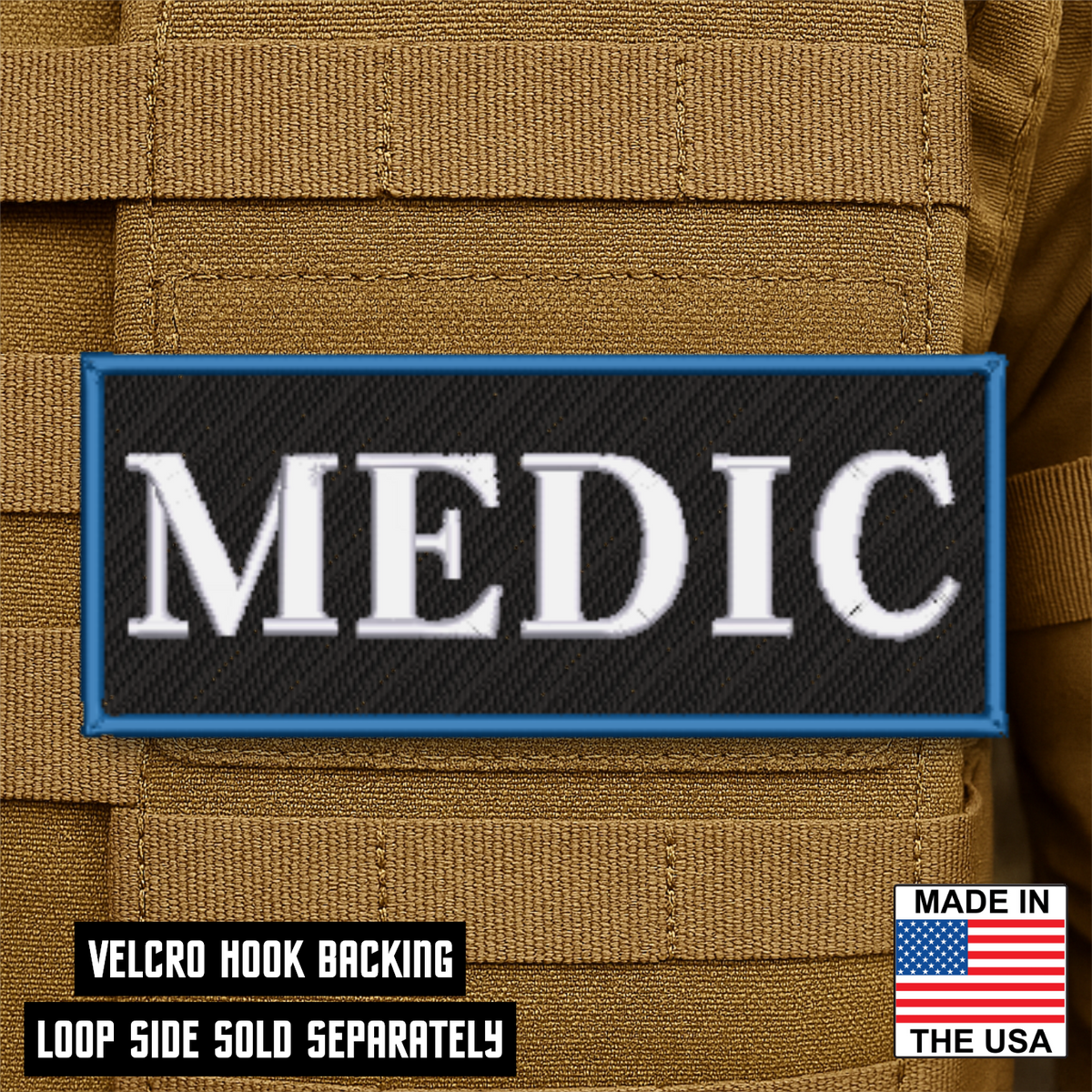 Medic ID Plate Carrier Patch 2.5" x 6" Hook & Loop | Made in USA