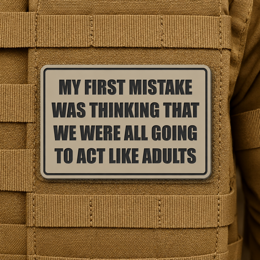 Can We Act Like Adults Funny Morale Patch, 2x3" | Made in USA | VELCRO® Brand Hook Backing