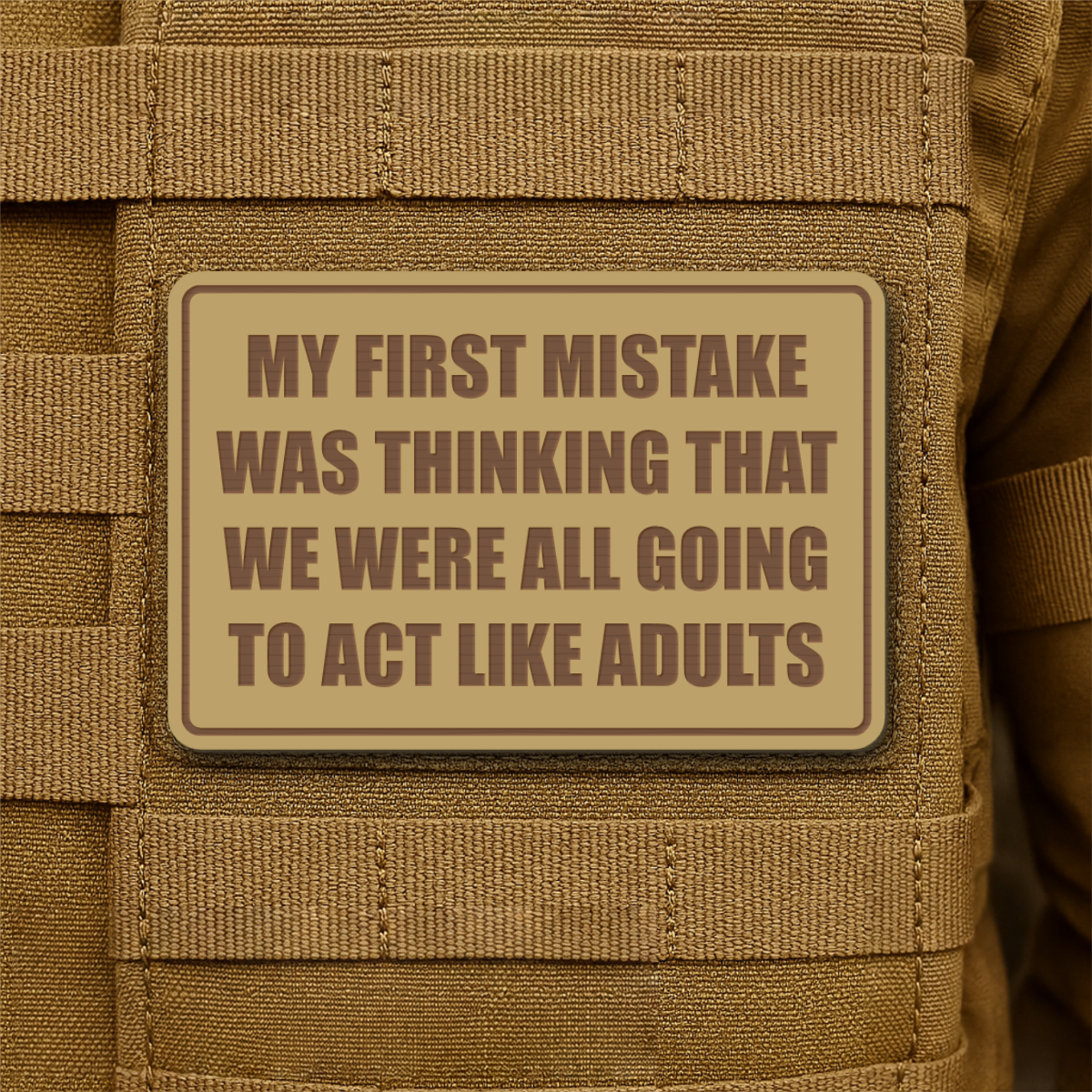 Can We Act Like Adults Funny Morale Patch, 2x3" | Made in USA | VELCRO® Brand Hook Backing