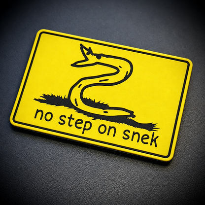 No Step On Snek Funny Morale Patch, 2x3" | Made in USA | VELCRO® Brand Hook Backing