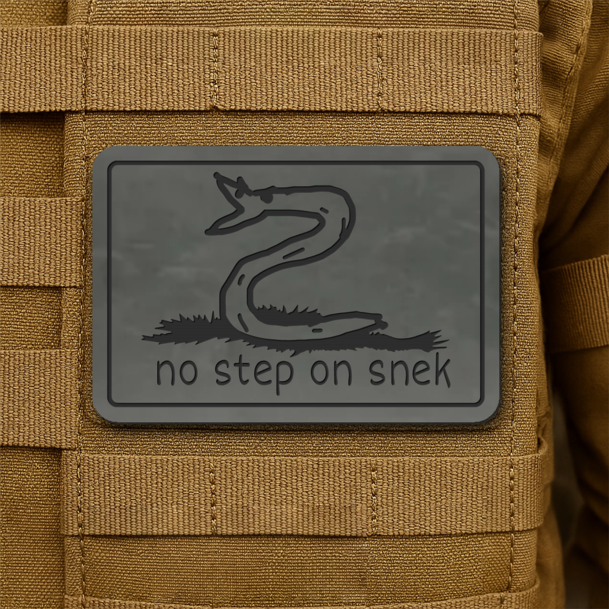 No Step On Snek Funny Morale Patch, 2x3" | Made in USA | VELCRO® Brand Hook Backing