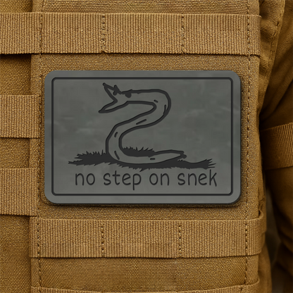No Step On Snek Funny Morale Patch, 2x3" | Made in USA | VELCRO® Brand Hook Backing