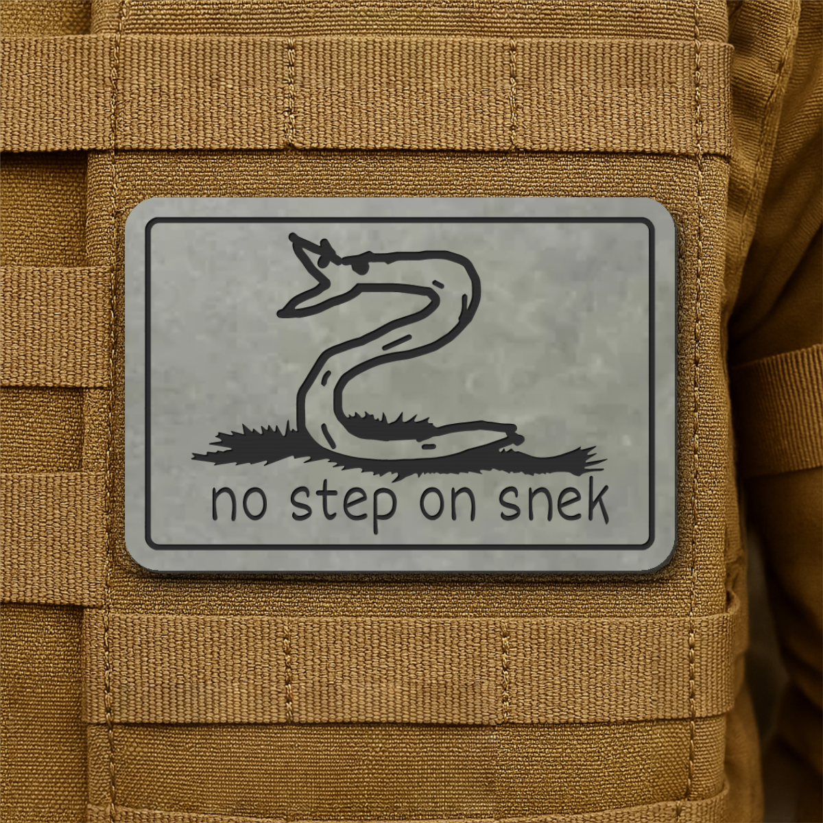 No Step On Snek Funny Morale Patch, 2x3" | Made in USA | VELCRO® Brand Hook Backing