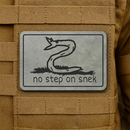 No Step On Snek Funny Morale Patch, 2x3" | Made in USA | VELCRO® Brand Hook Backing