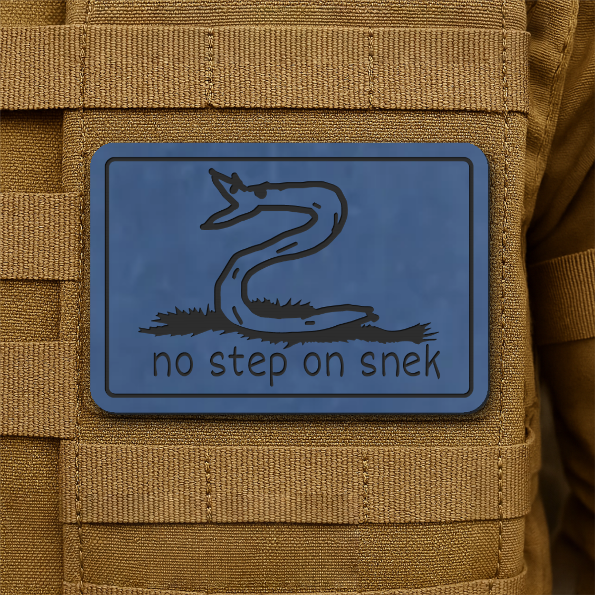 No Step On Snek Funny Morale Patch, 2x3" | Made in USA | VELCRO® Brand Hook Backing