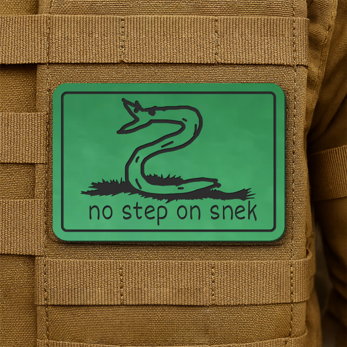 No Step On Snek Funny Morale Patch, 2x3" | Made in USA | VELCRO® Brand Hook Backing