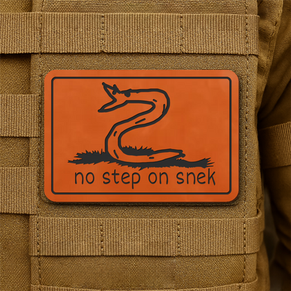 No Step On Snek Funny Morale Patch, 2x3" | Made in USA | VELCRO® Brand Hook Backing