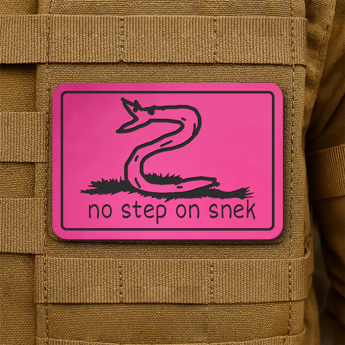 No Step On Snek Funny Morale Patch, 2x3" | Made in USA | VELCRO® Brand Hook Backing