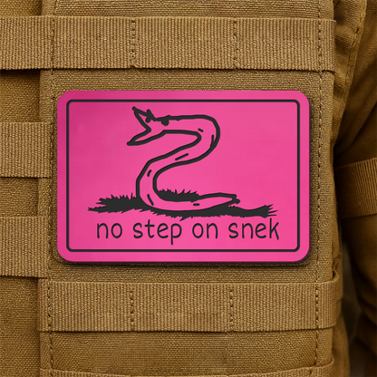 No Step On Snek Funny Morale Patch, 2x3" | Made in USA | VELCRO® Brand Hook Backing