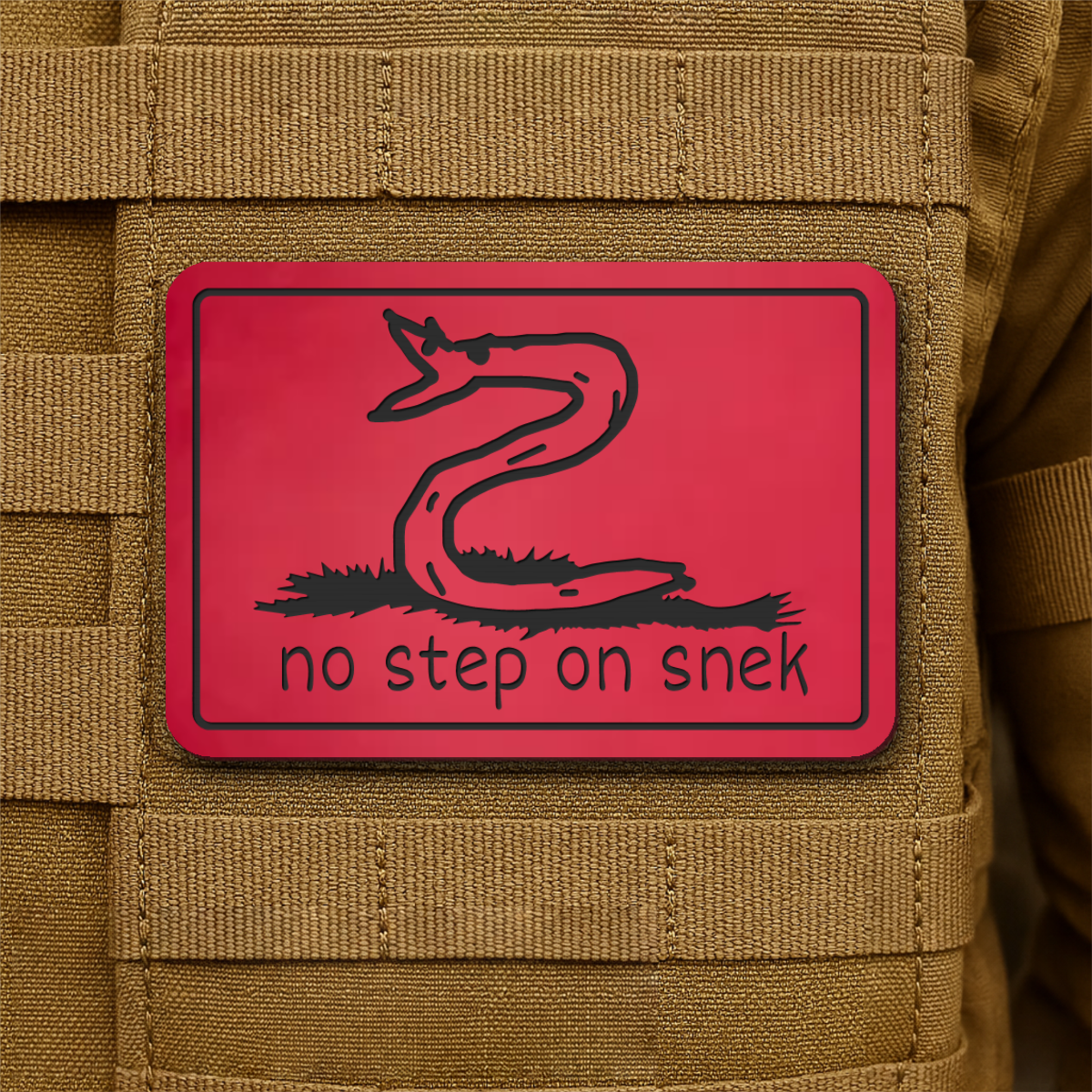 No Step On Snek Funny Morale Patch, 2x3" | Made in USA | VELCRO® Brand Hook Backing