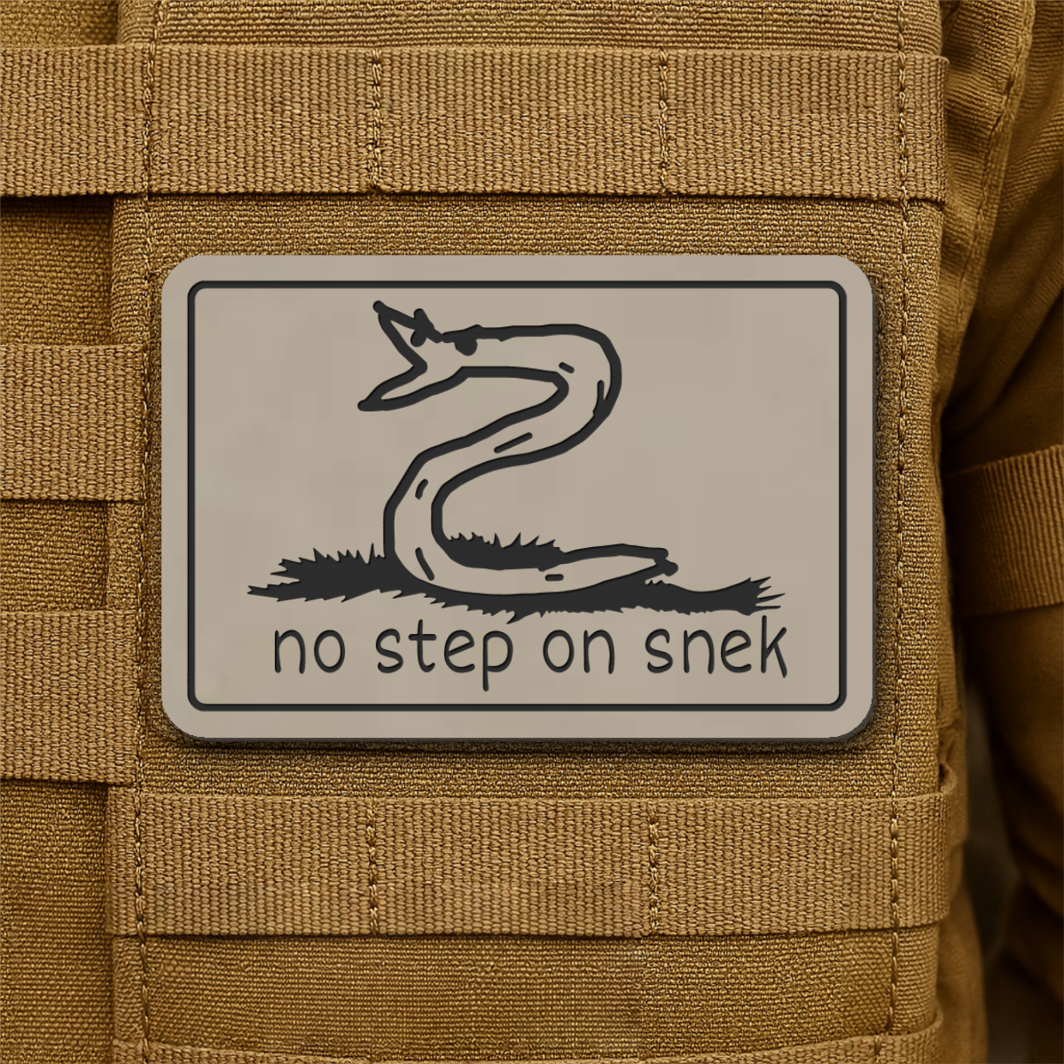 No Step On Snek Funny Morale Patch, 2x3" | Made in USA | VELCRO® Brand Hook Backing
