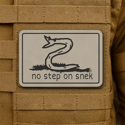 No Step On Snek Funny Morale Patch, 2x3" | Made in USA | VELCRO® Brand Hook Backing