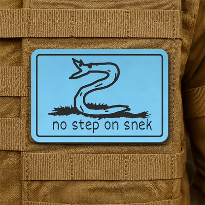 No Step On Snek Funny Morale Patch, 2x3" | Made in USA | VELCRO® Brand Hook Backing