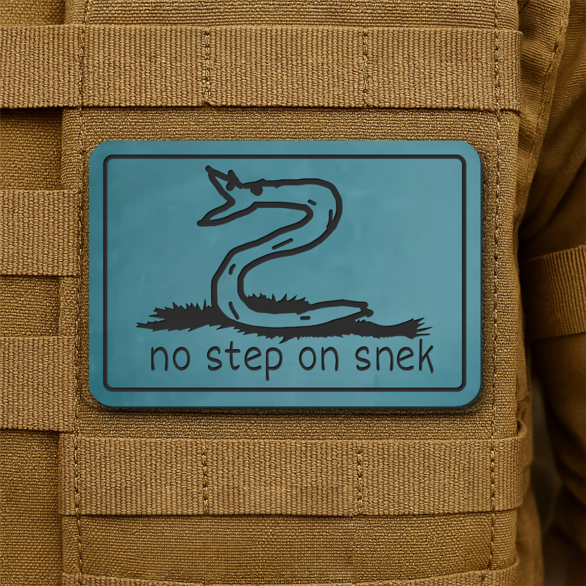 No Step On Snek Funny Morale Patch, 2x3" | Made in USA | VELCRO® Brand Hook Backing
