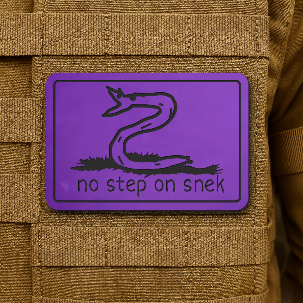 No Step On Snek Funny Morale Patch, 2x3" | Made in USA | VELCRO® Brand Hook Backing