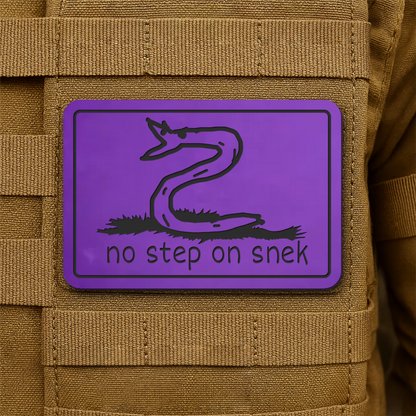 No Step On Snek Funny Morale Patch, 2x3" | Made in USA | VELCRO® Brand Hook Backing