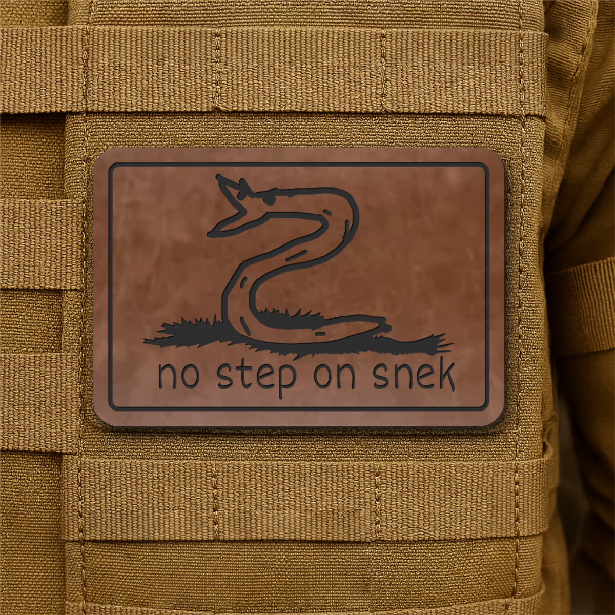 No Step On Snek Funny Morale Patch, 2x3" | Made in USA | VELCRO® Brand Hook Backing