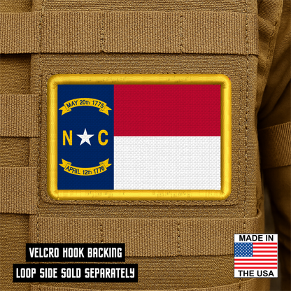 North Carolina State Flag Patch, 2x3" (Full Color & Tactical) | Made in USA | VELCRO® Brand Hook Backing