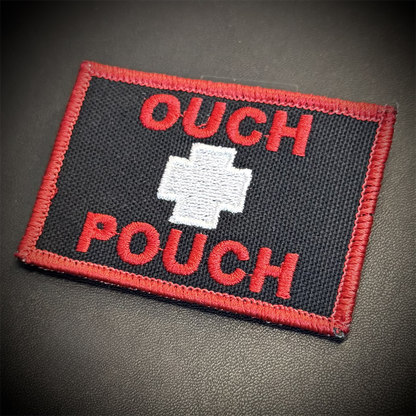 Ouch Pouch IFAK Med-Kit Funny Embroidered Patch, 2x3" | VELCRO® Brand Hook Backing