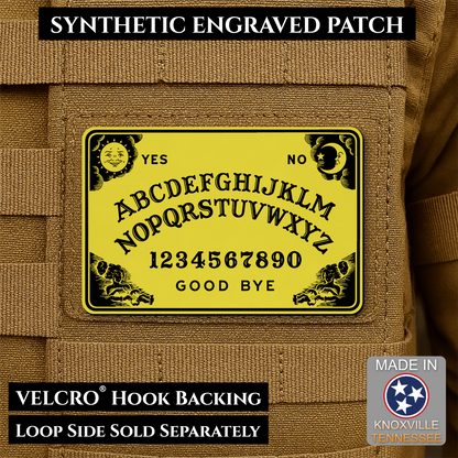 Ouija Talking Spirit Board Funny Morale Patch, 2x3" | Made in USA | VELCRO® Brand Hook Backing